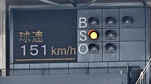元ロッテ島は球速151キロを記録する（撮影・滝沢徹郎）