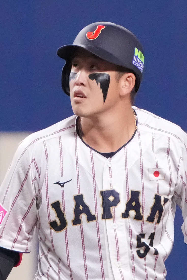 日本対オーストラリア　小園のアイブラック（撮影・森本幸一）