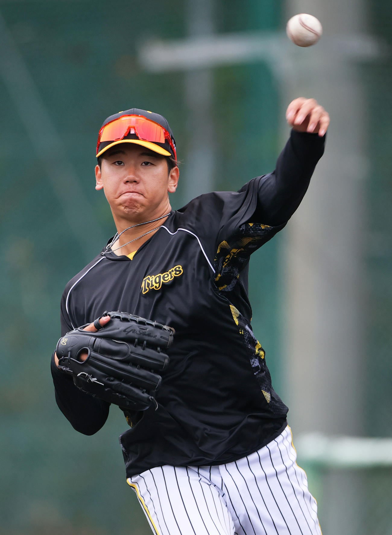 投内連係する阪神門別（撮影・上山淳一）