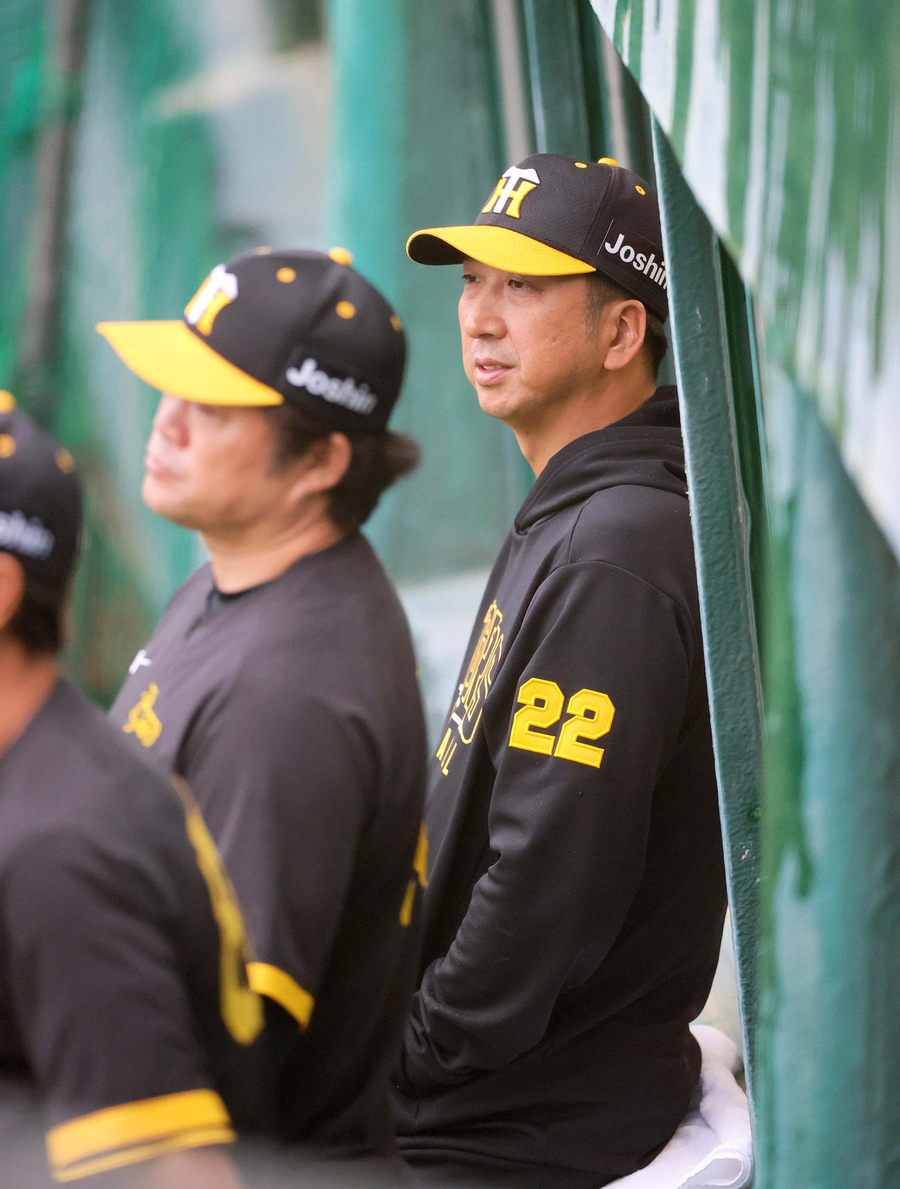 紅白戦を確認する阪神藤川監督（撮影・上山淳一）