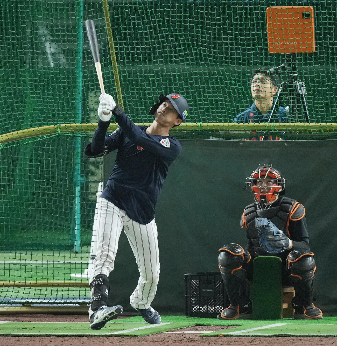 打撃練習する辰己（撮影・垰建太）