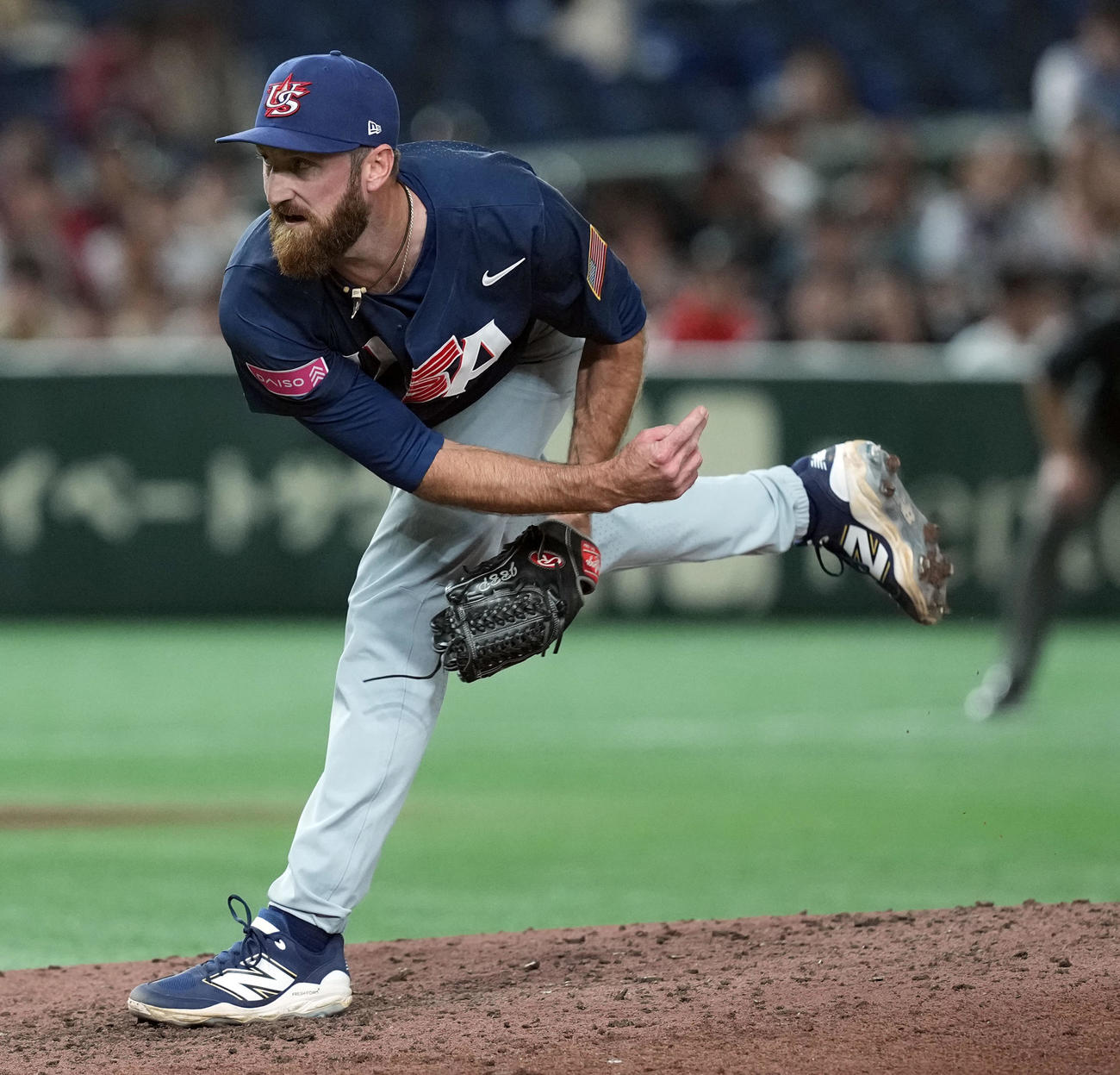 日本対米国　6回からマウンドに上がった米国パットン（撮影・たえ見朱実）