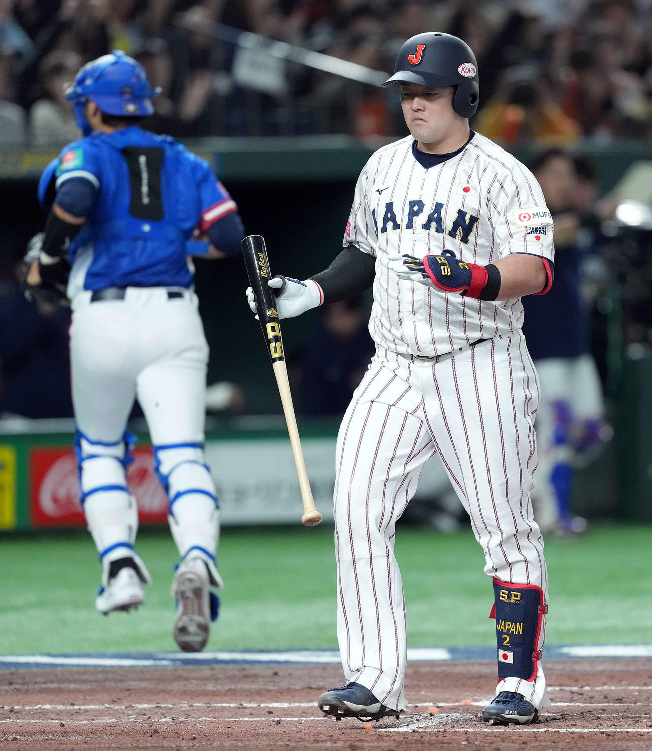 日本対台湾　2回裏日本2死、見逃し三振に倒れる牧（撮影・たえ見朱実）