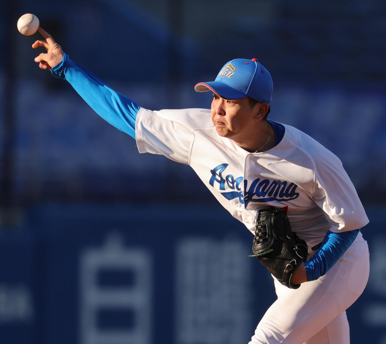 青学大対創価大　青学大先発の中西（撮影・野上伸悟）