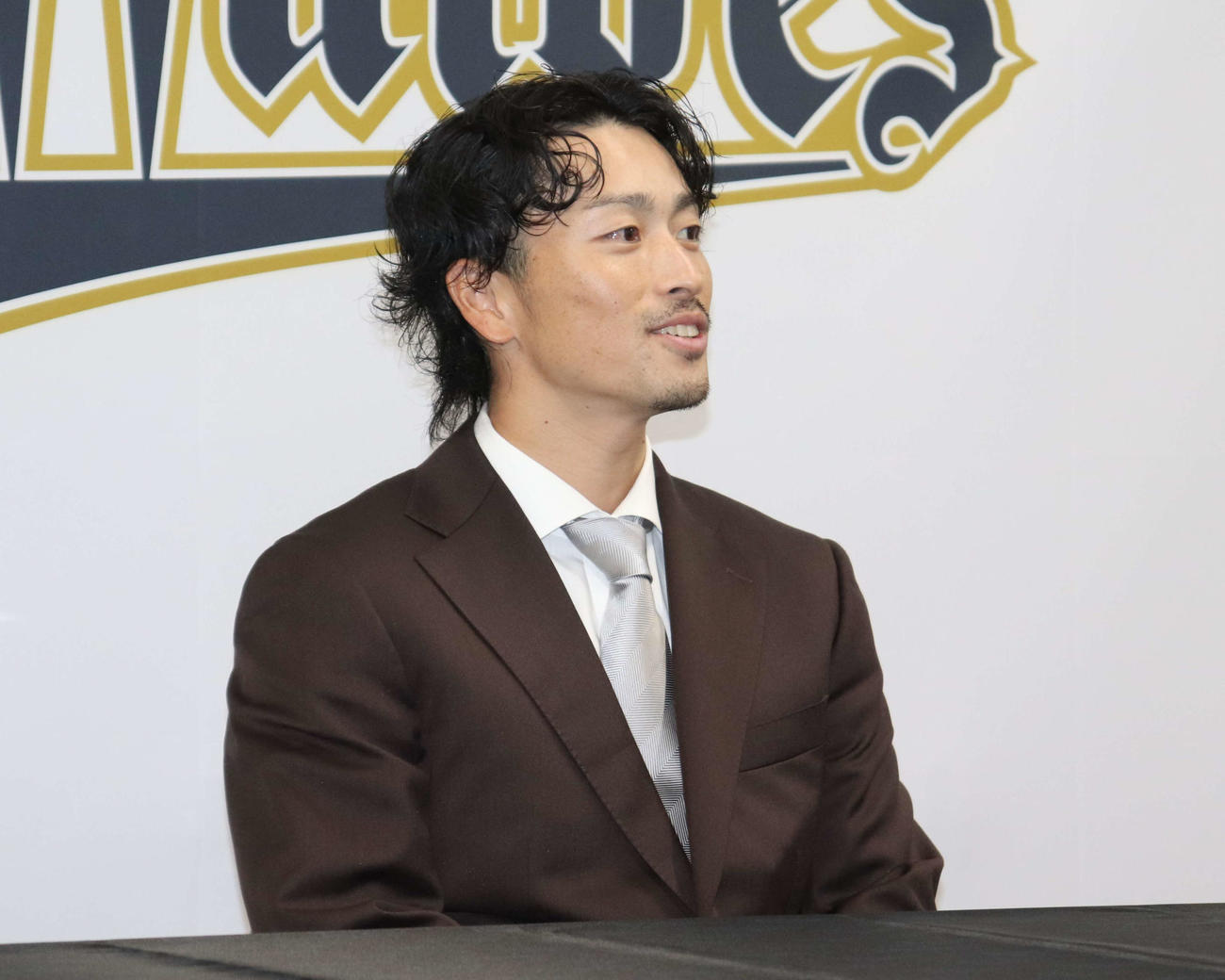契約更改を終え、会見するオリックス福田（撮影・中島麗）