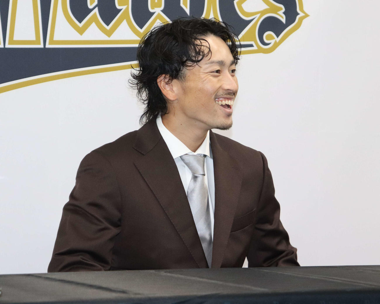契約更改を終え、会見するオリックス福田（撮影・中島麗）