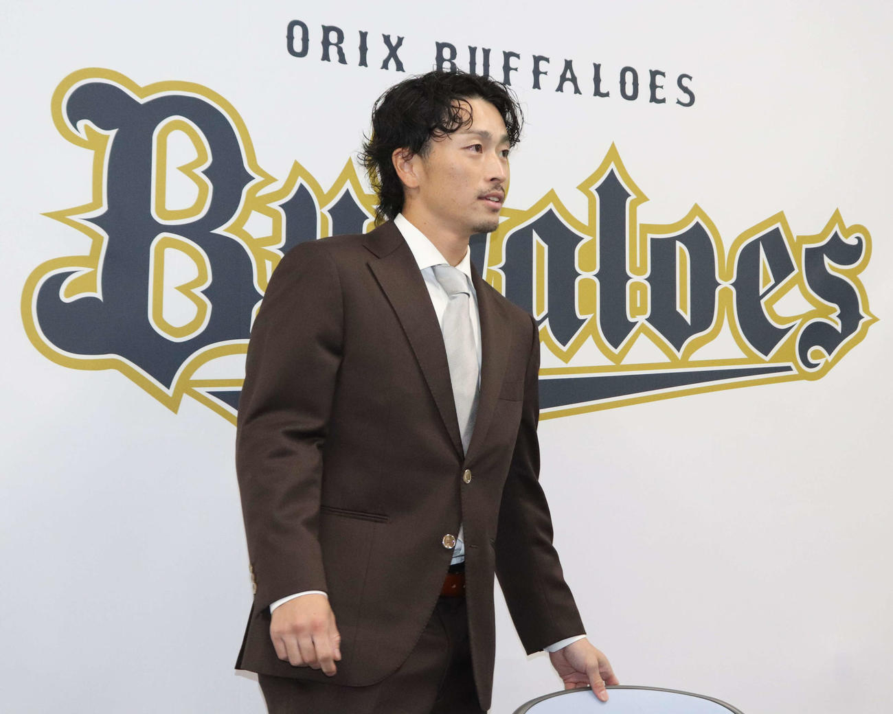 契約更改を終え、会見するオリックス福田（撮影・中島麗）