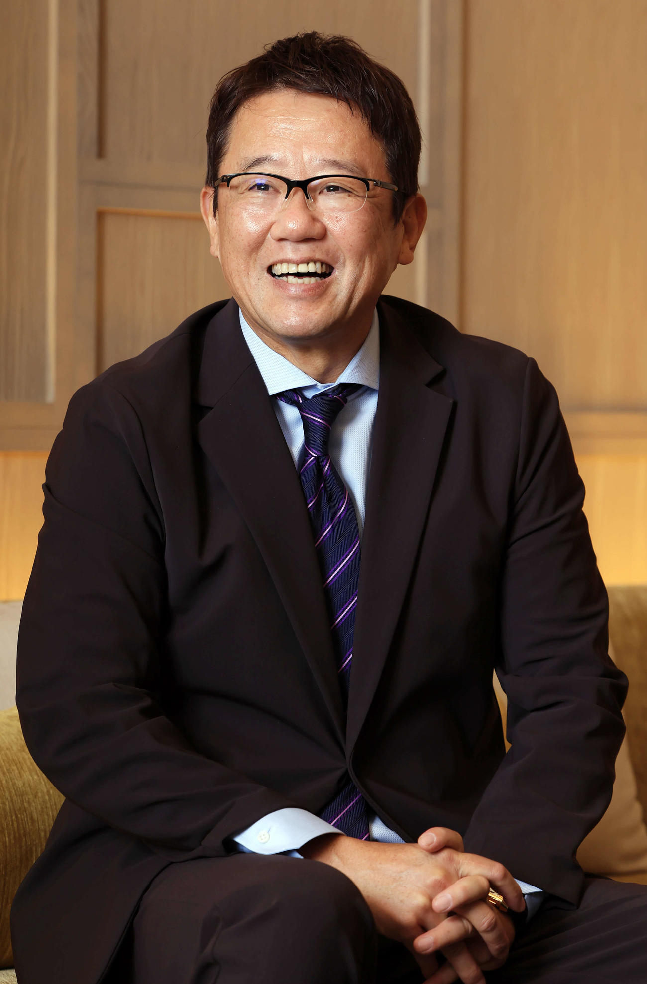 野球への思いを語る古田敦也理事長（撮影・浅見桂子）