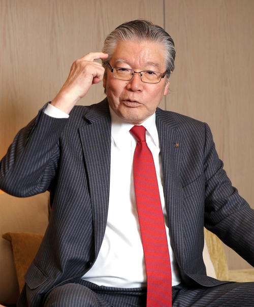 野球への思いを語る立飛の村山正道社長（撮影・浅見桂子）
