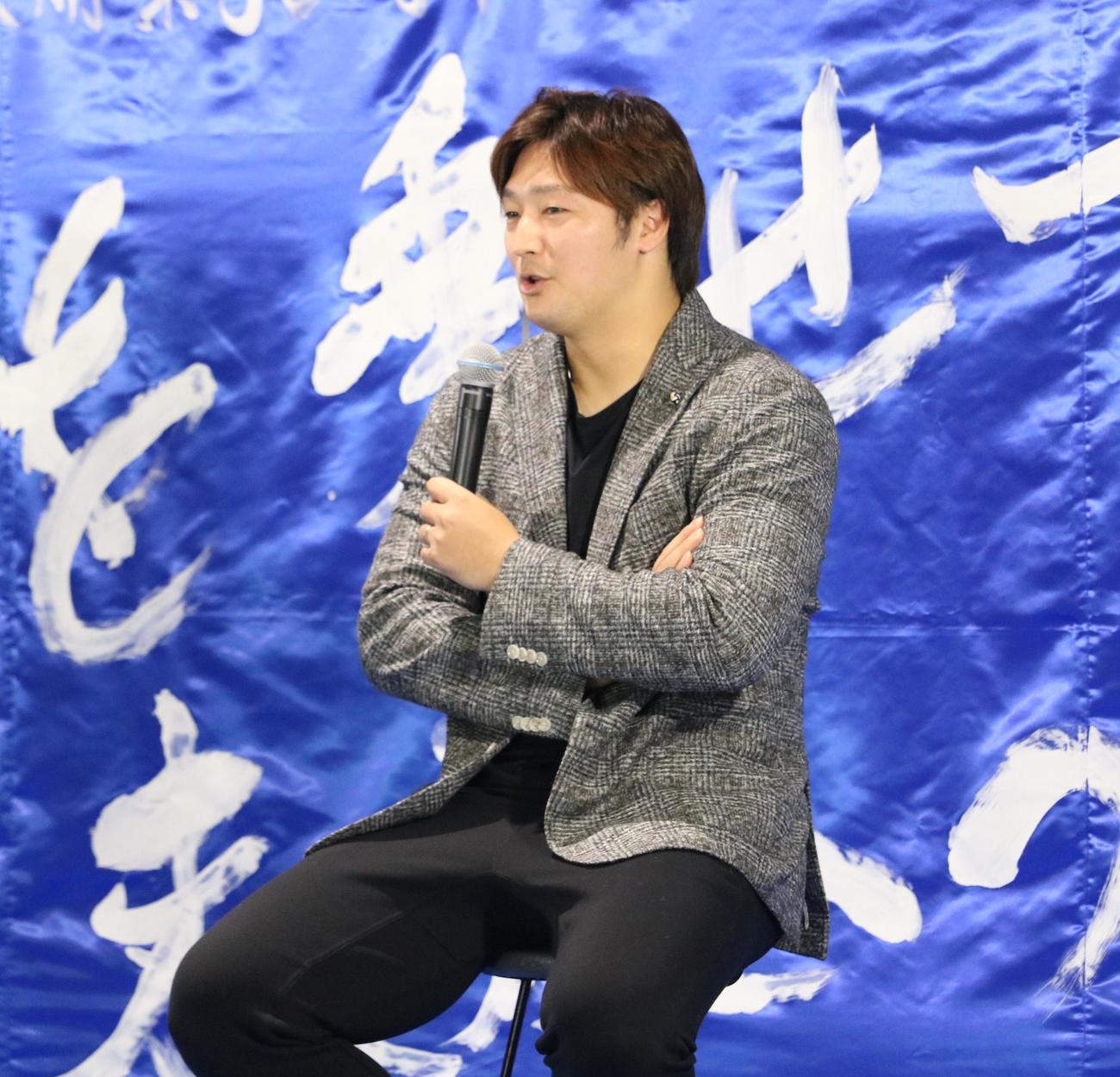 広島の床田寛樹投手がJR西日本のトークイベントに出演する（撮影・林亮佑）