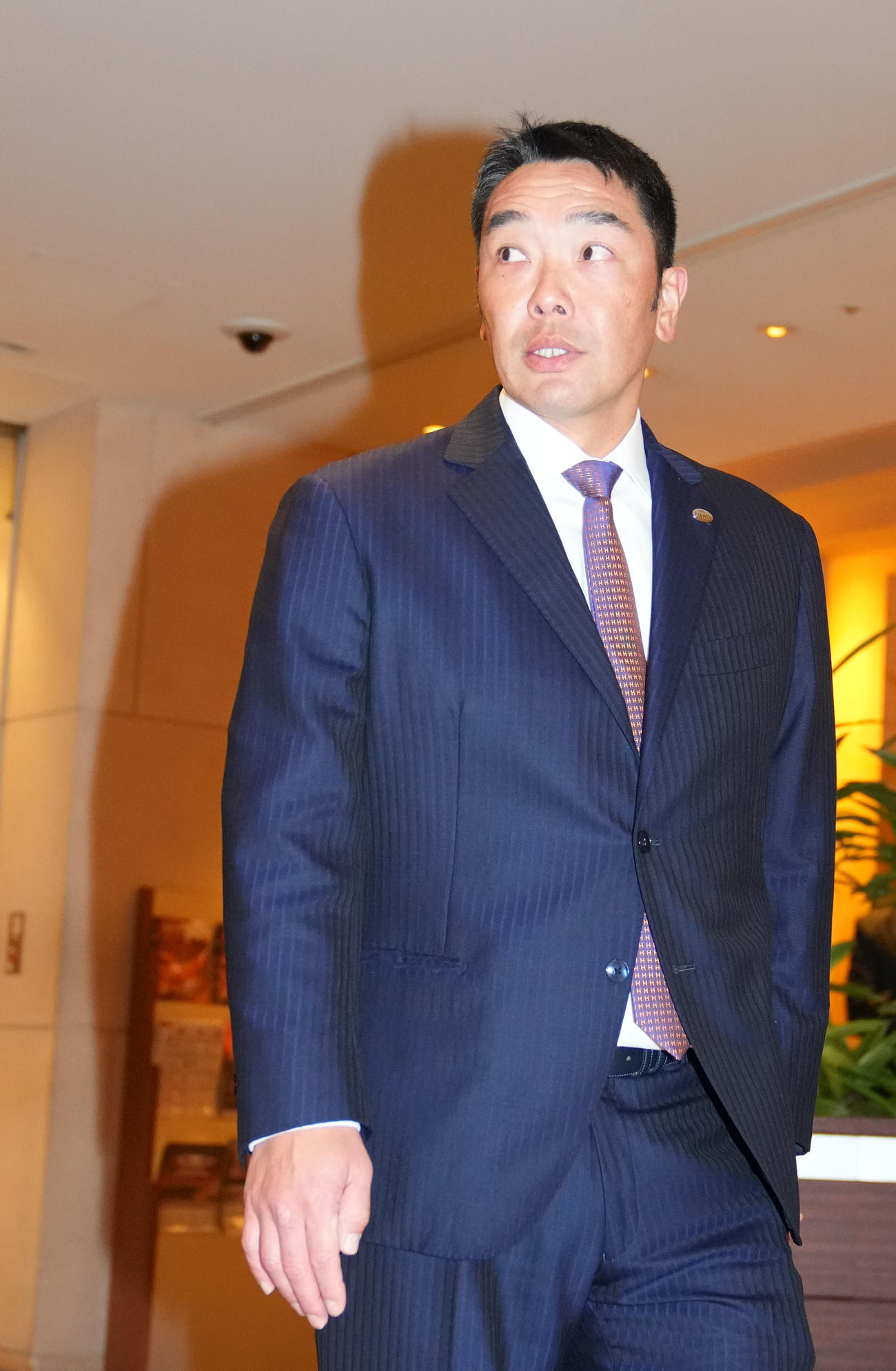 巨人OB会総会に出席する阿部監督（撮影・横山健太）