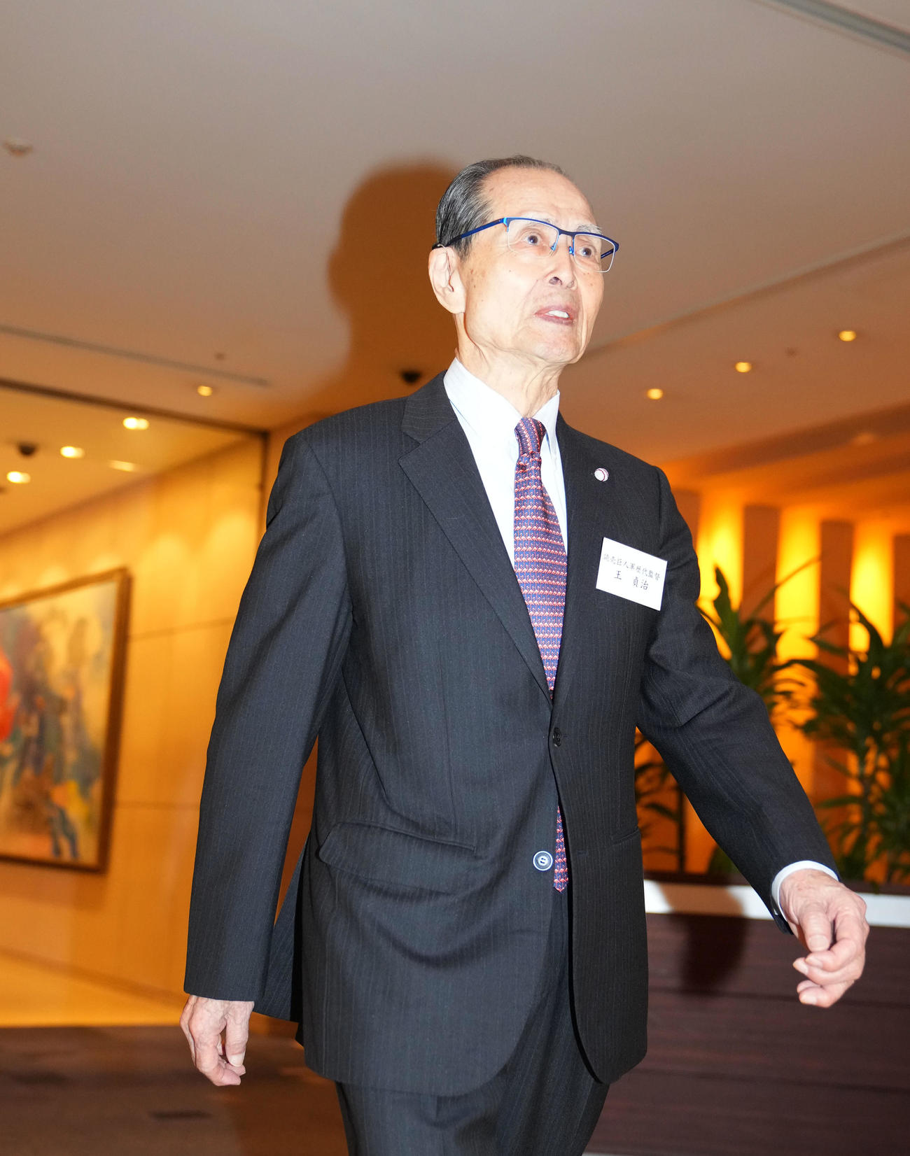 巨人OB会総会に出席する王貞治氏（撮影・横山健太）