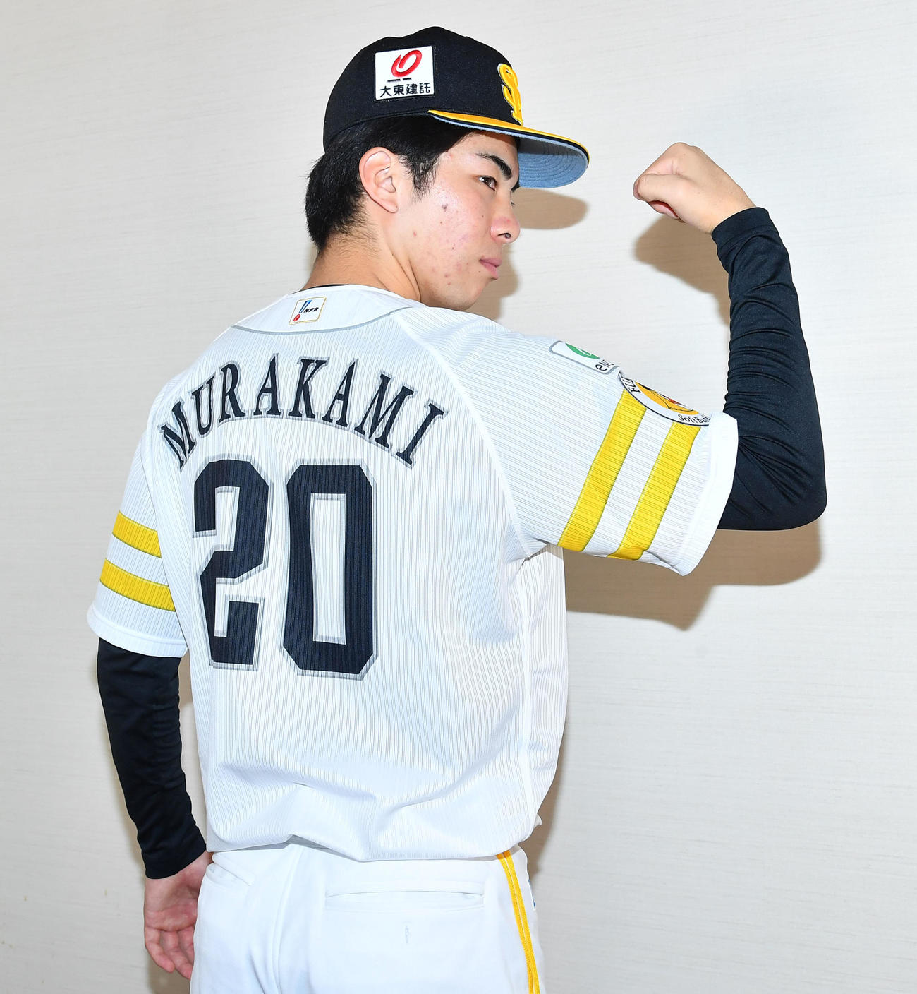 ソフトバンクドラフト1位の村上（撮影・岩下翔太）