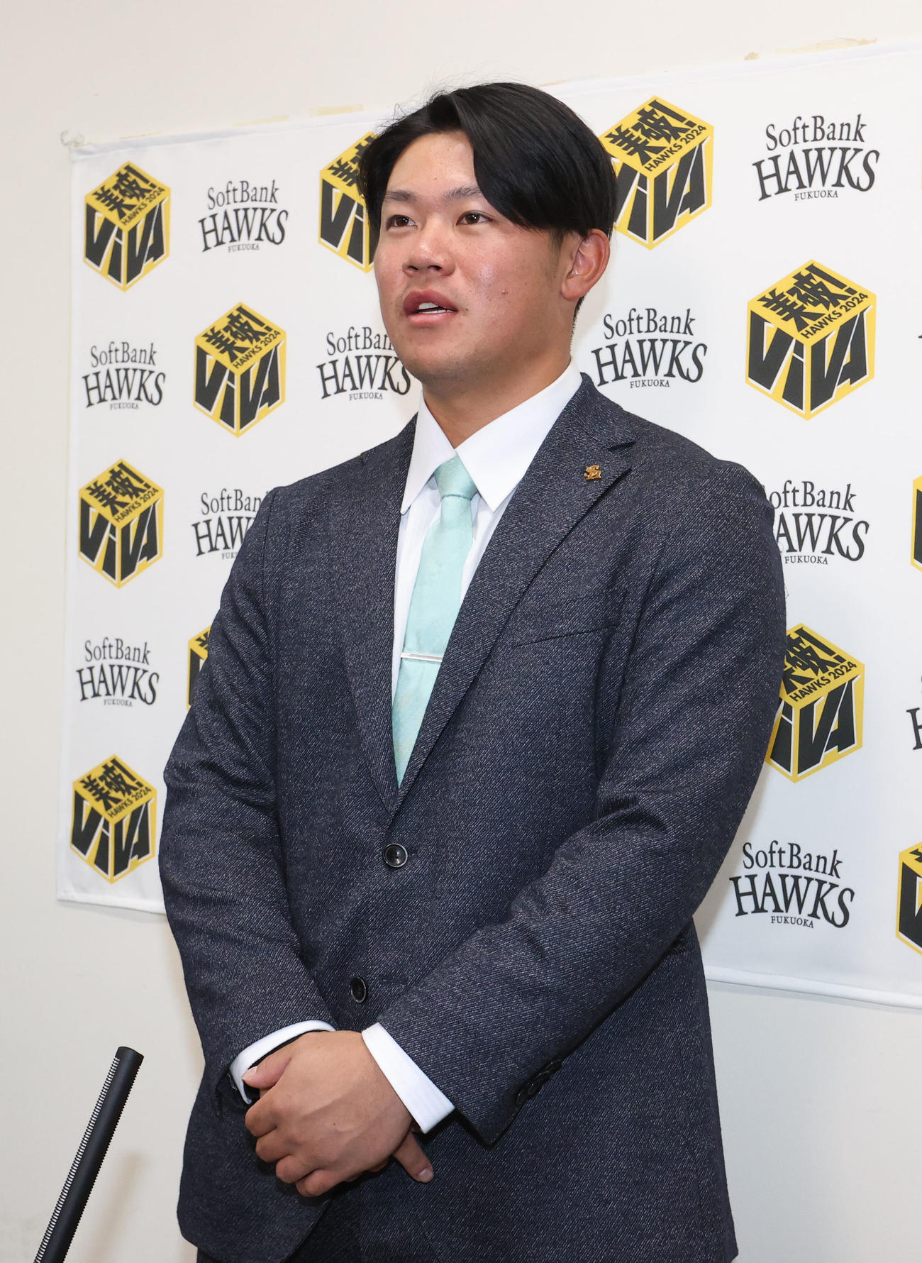 現役ドラフトで日本ハムに指名された吉田（撮影・梅根麻紀）