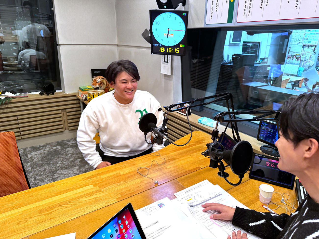 ABCラジオ「ミュージックジェルム」に生出演した阪神前川（球団提供）