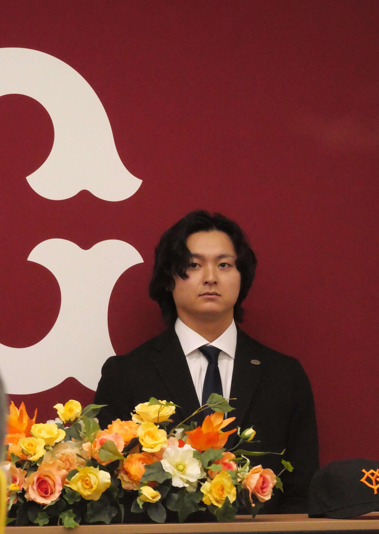 入団会見に登壇した巨人田中瑛（撮影・上田悠太）