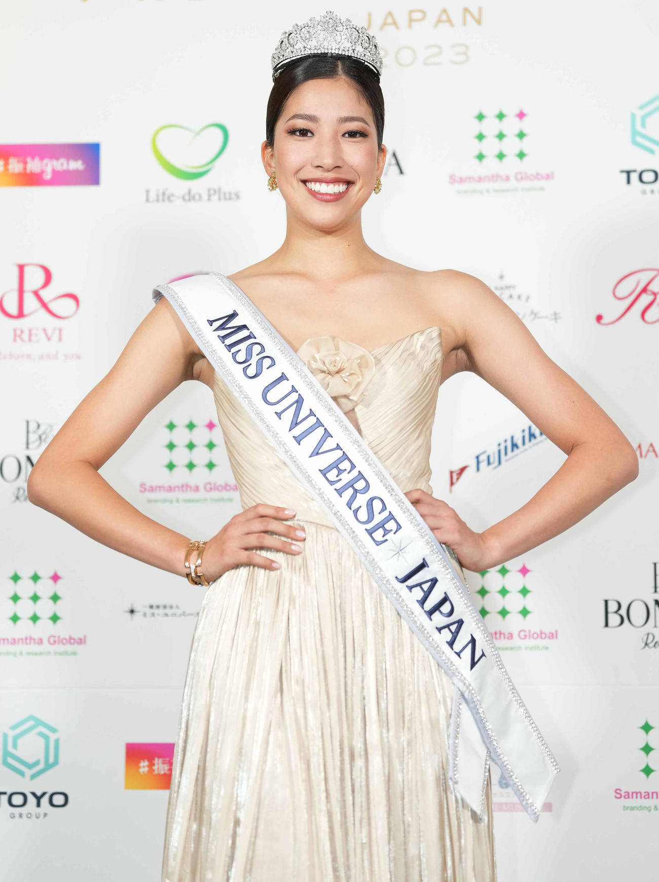 23年ミス・ユニバース日本代表に選ばれた宮崎莉緒さん（2023年8月30日撮影）