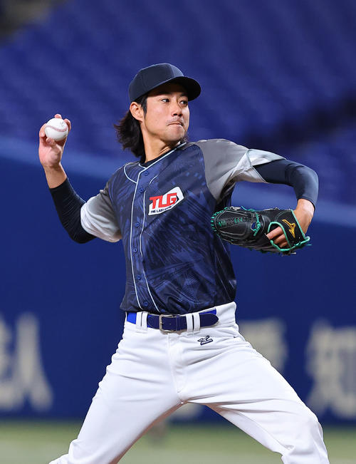 EAST HOPES対WEST DREAMS 3回、2番手で登板した伊藤(撮影・藤尾明華)