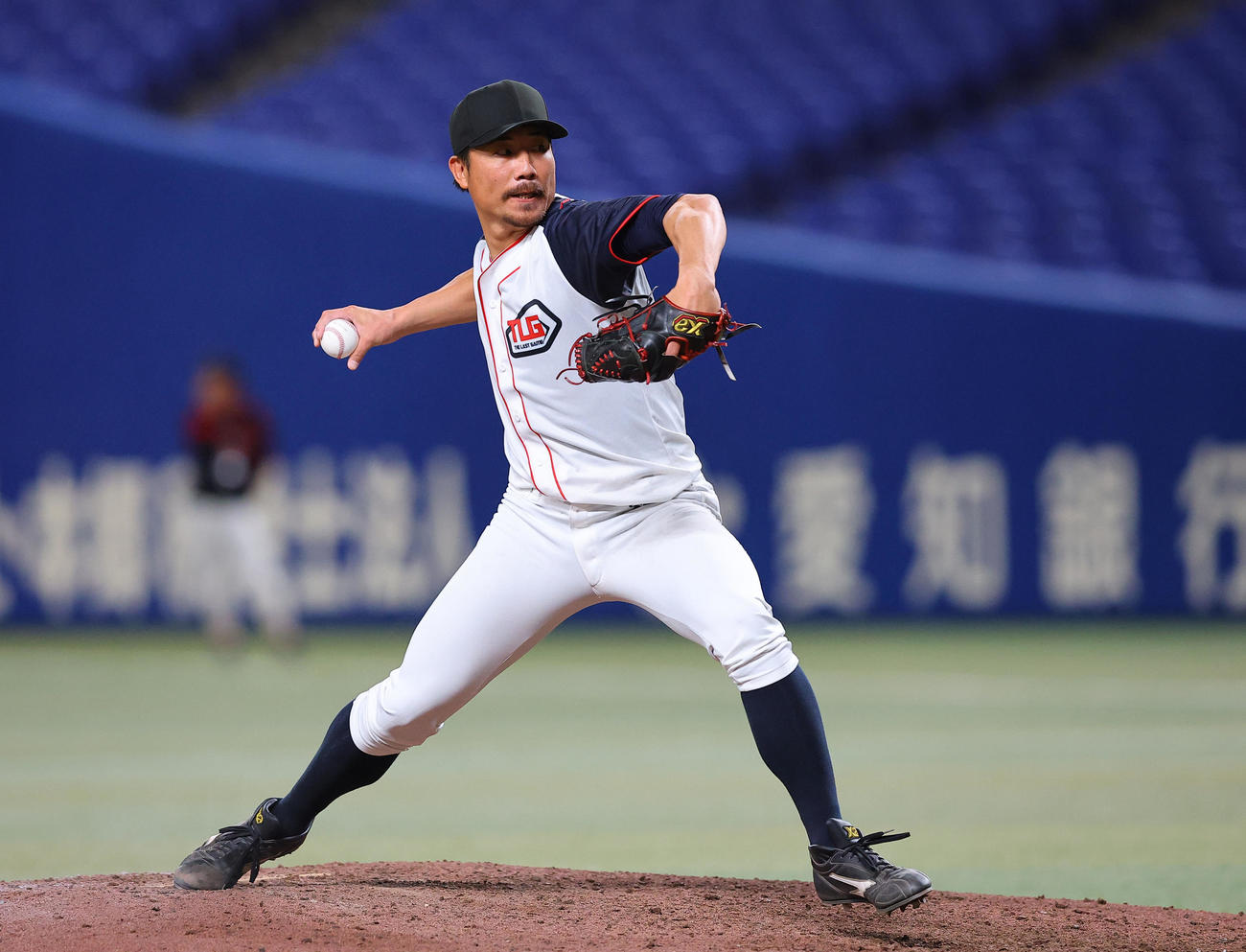 EAST HOPES対WEST DREAMS 9回、登板したEAST HOPES石崎（撮影・藤尾明華）