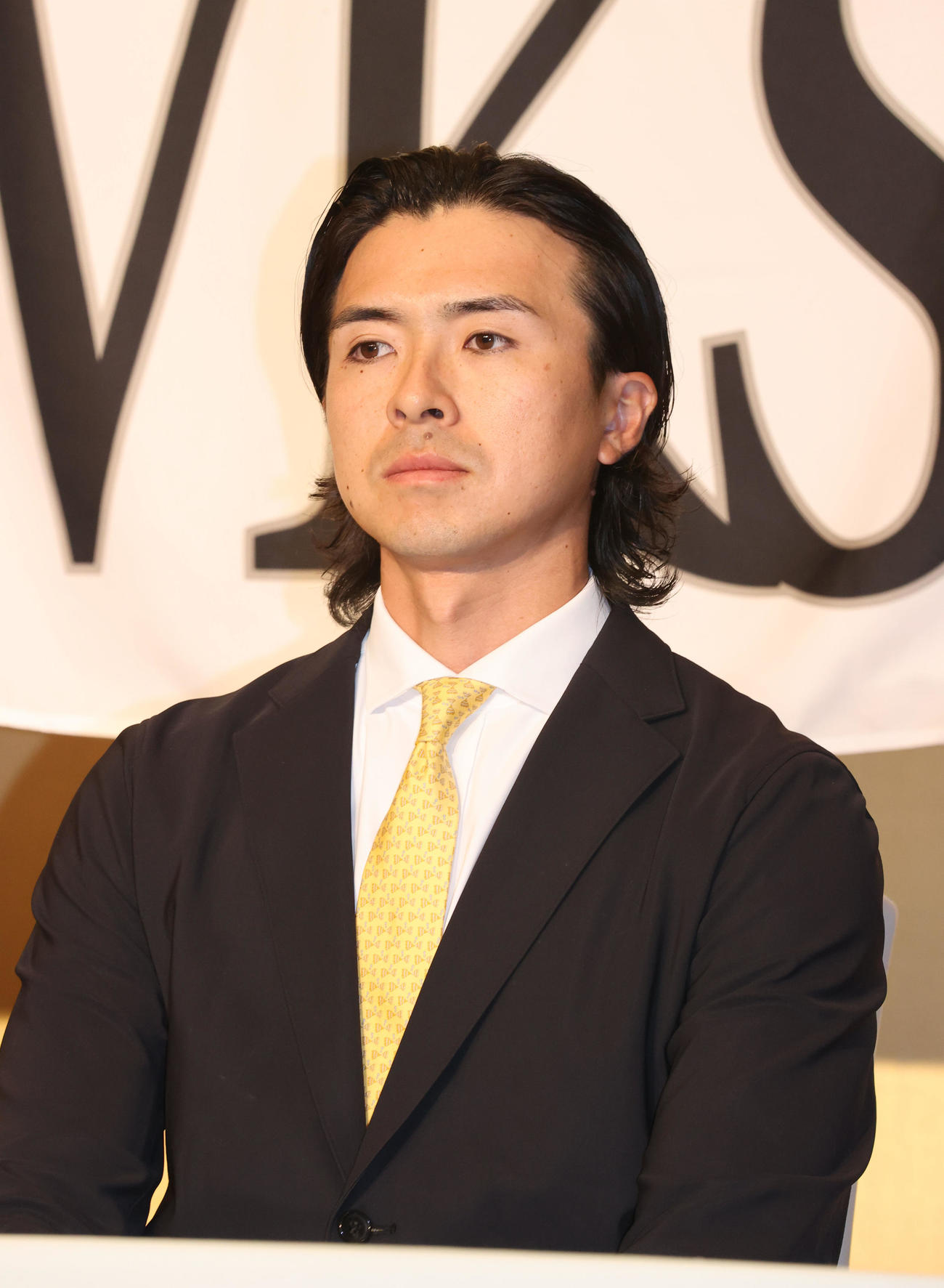 入団会見を行った上沢（撮影・梅根麻紀）
