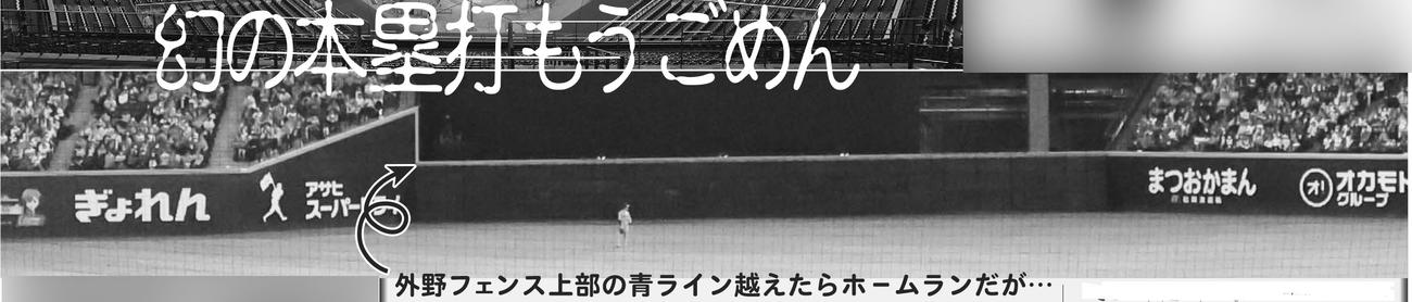 エスコンフィールドの外野フェンスのラインの拡大（2024年12月30日付の日刊スポーツ東京本紙7面から転載）