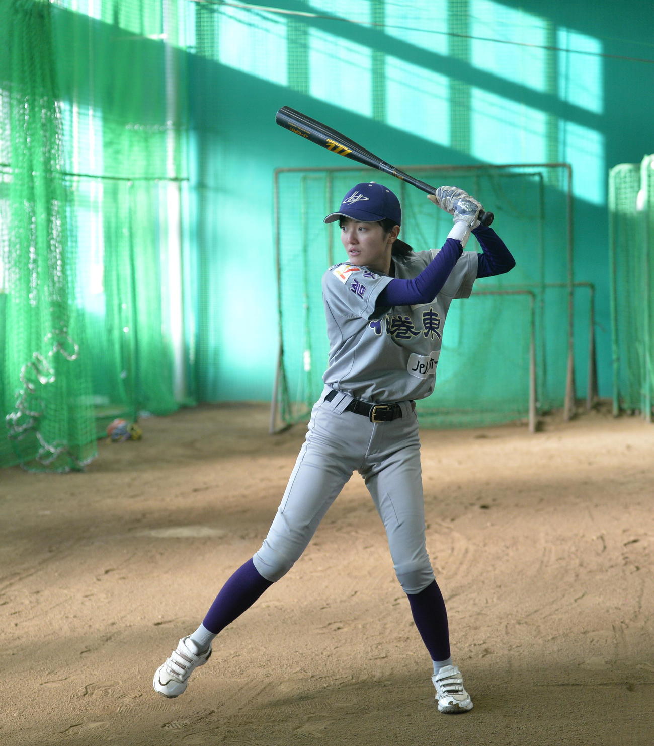 トスバッティングをする花巻東・佐々木秋（撮影・浜本神威）