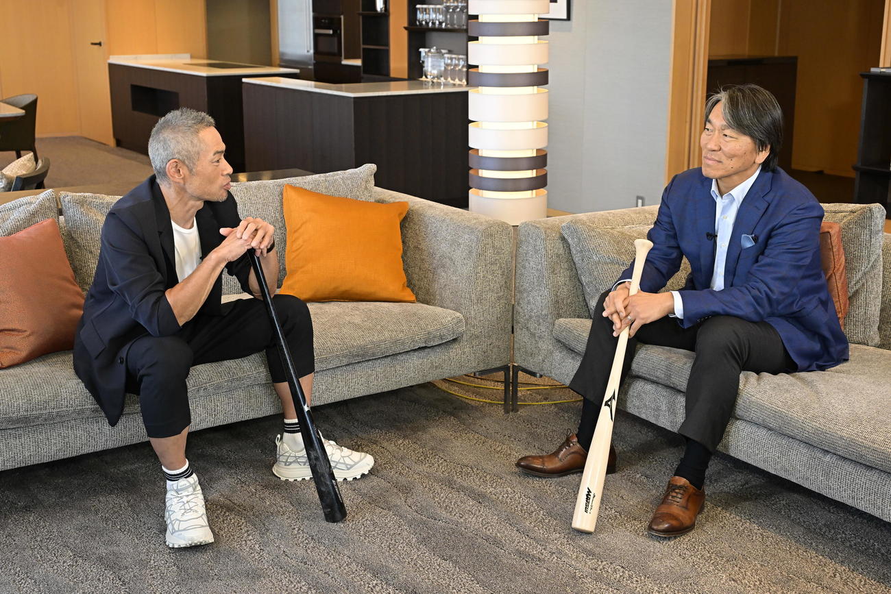 BS－TBS特別番組で対談したイチロー氏（左）と松井氏（右）（（C）MBS／TBS）