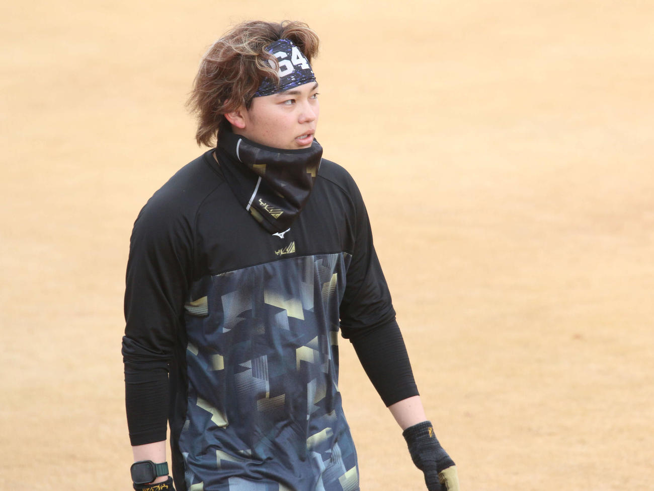 2軍本拠地の千葉・鎌ケ谷で自主トレを行った田宮（撮影・木下大輔）