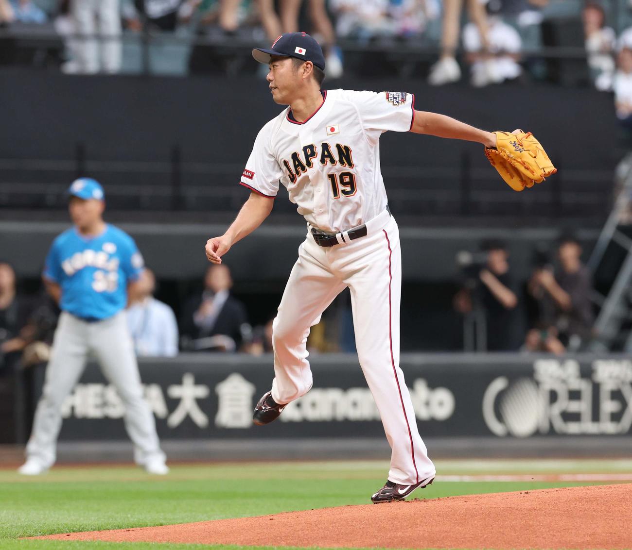 日韓ドリームプレーヤーズゲーム　日本先発の上原（2024年7月22日撮影）