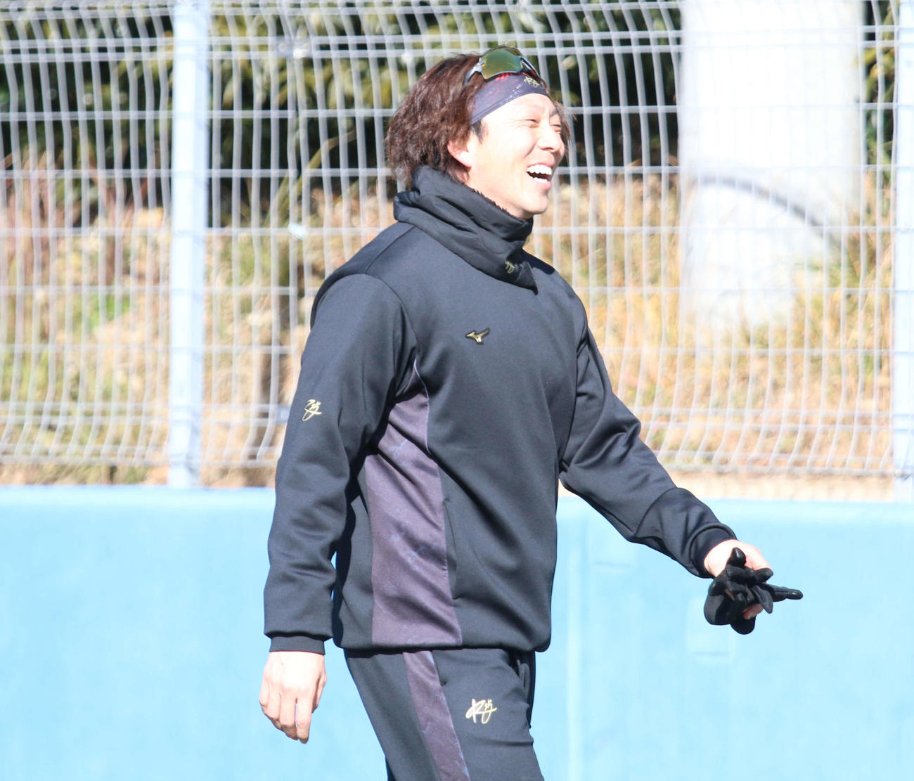 母校の関学大で自主トレを公開した日本ハム宮西（撮影・木下大輔）