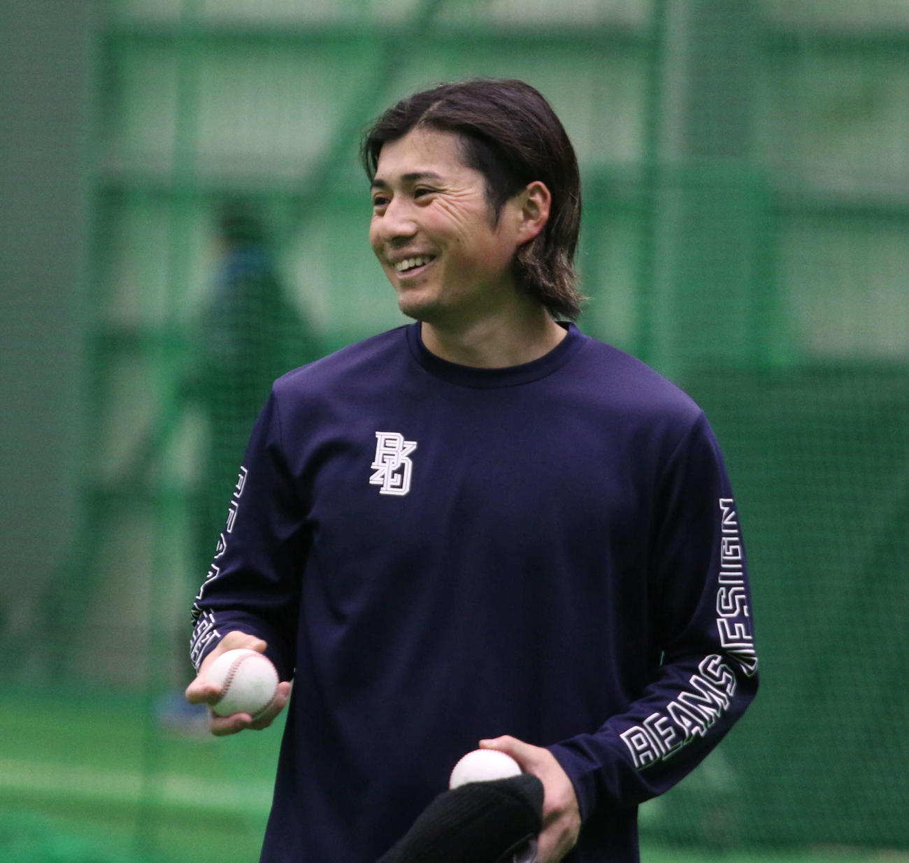 28歳の誕生日に千葉・鎌ケ谷で自主トレを行った日本ハム上川畑（撮影・木下大輔）