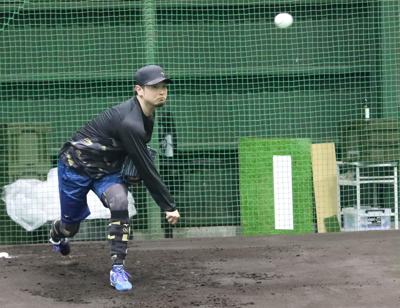 ブルペンで投球練習する日本ハム池田（撮影・永野高輔）