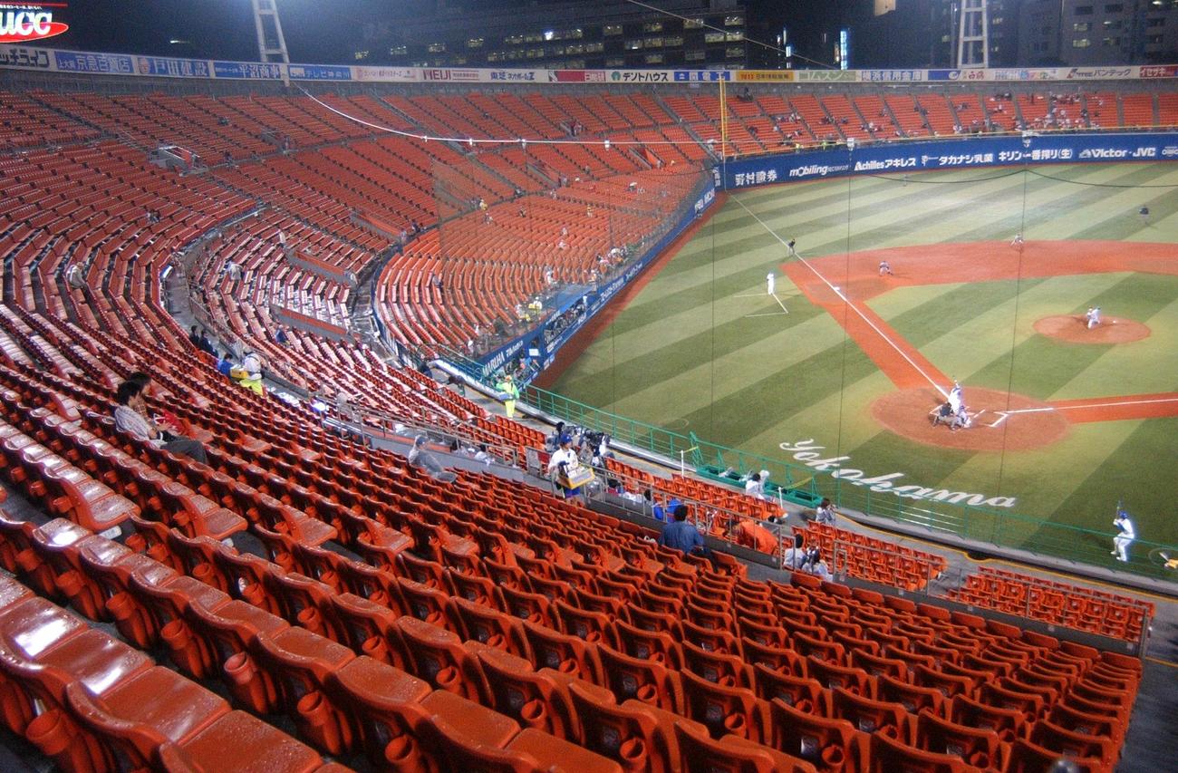 試合は始まっているのにガラガラの横浜球場（2004年撮影）