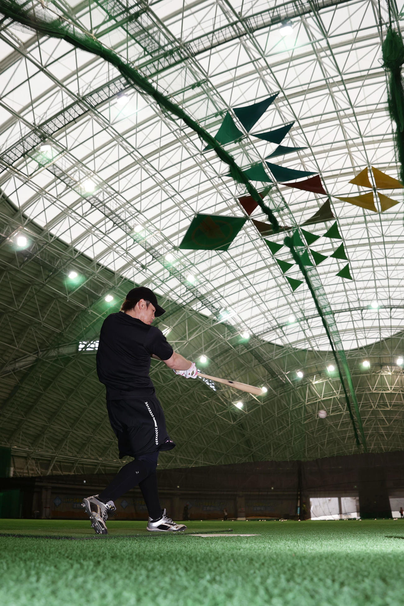 自主トレを公開し、打撃練習に臨む阪神梅野（撮影・前田充）