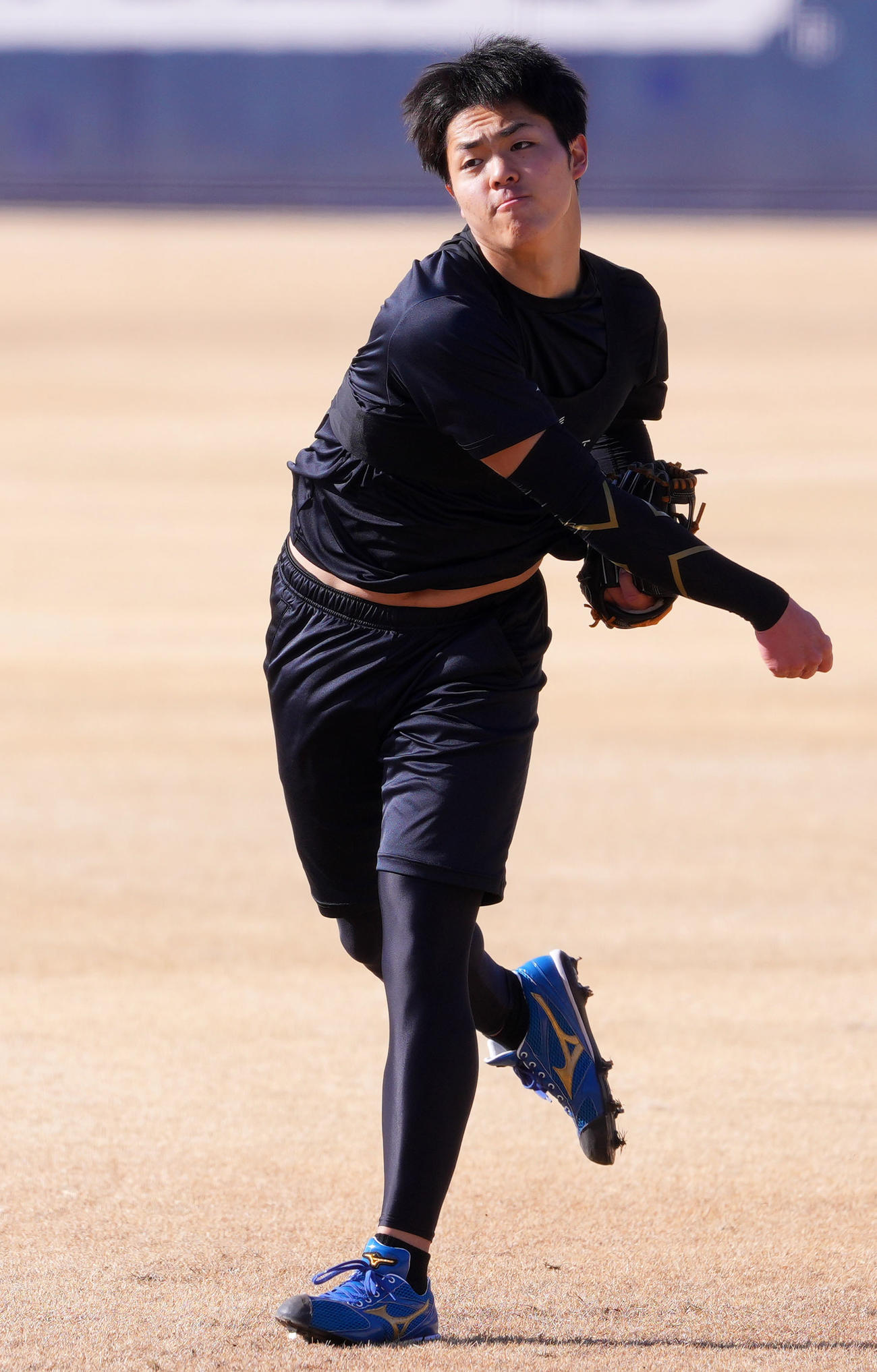 キャッチボールをする日本ハム柴田（撮影・横山健太）
