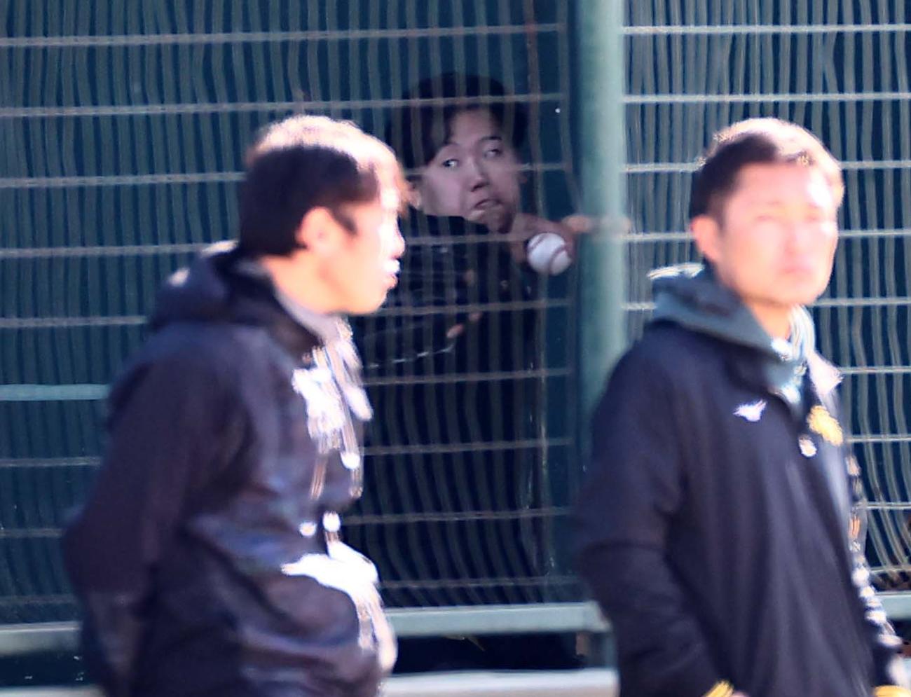 ブルペンで投球練習をする門別（撮影・上田博志）