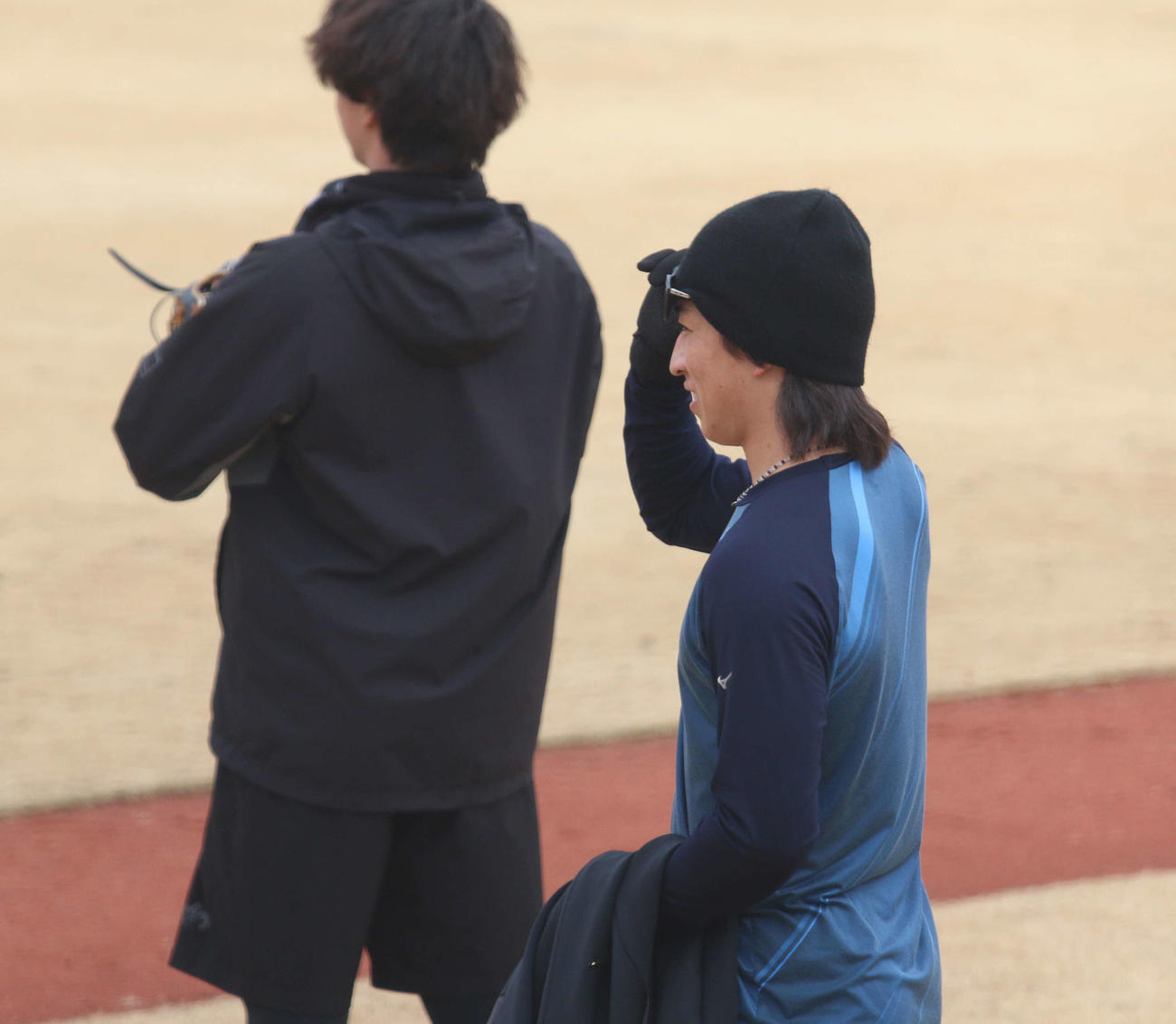 千葉・鎌ケ谷で自主トレを行った日本ハム細野（撮影・木下大輔）
