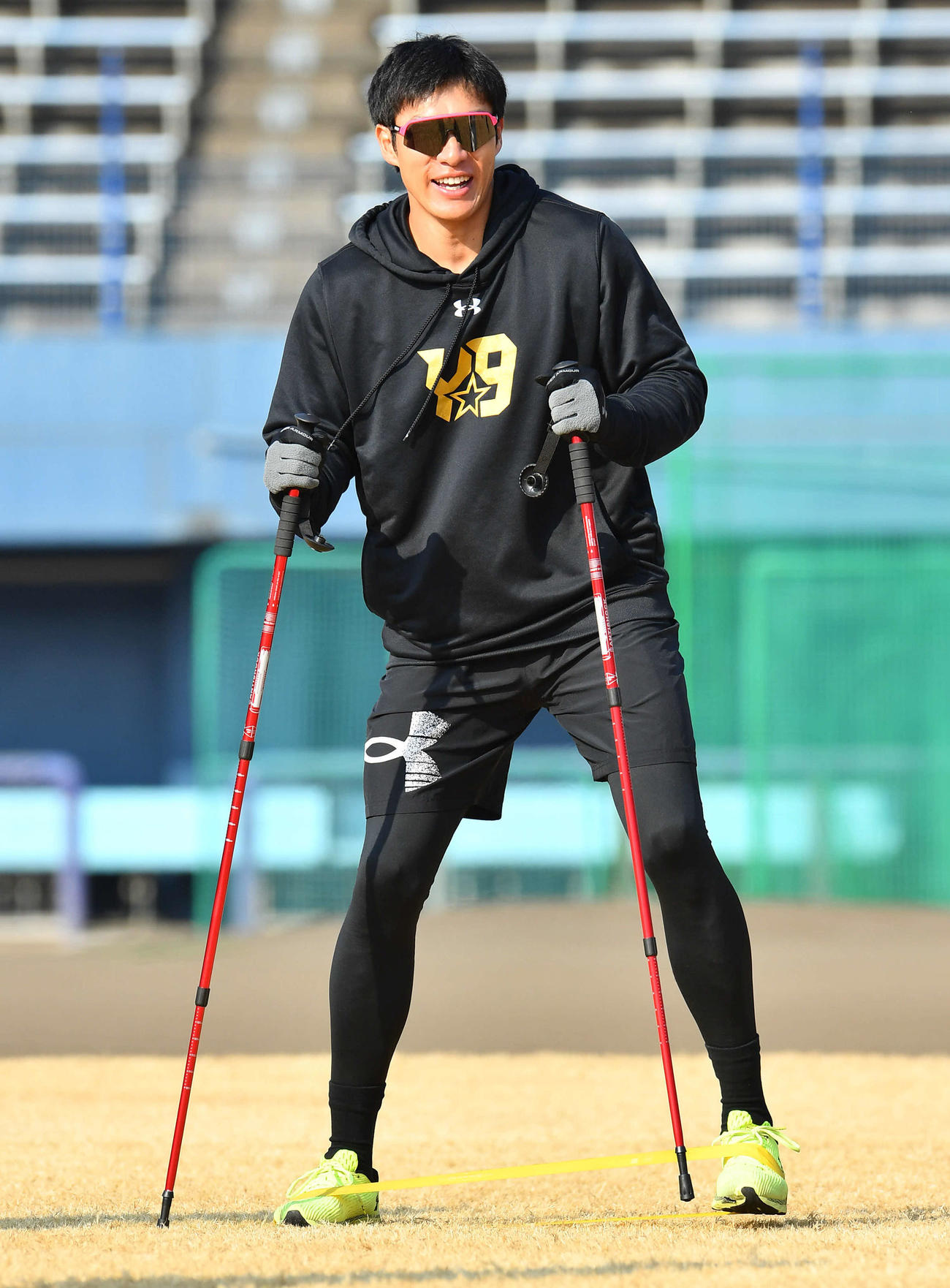 トレーニングを行うソフトバンク柳田（撮影・岩下翔太）