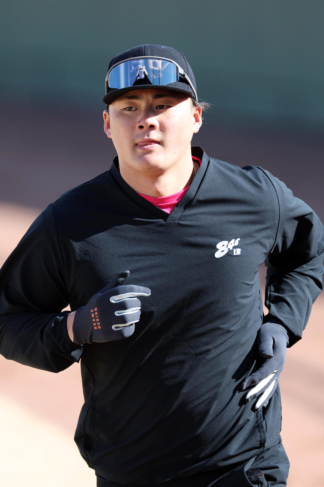 鳴尾浜球場で汗を流す阪神前川（撮影・前田充）