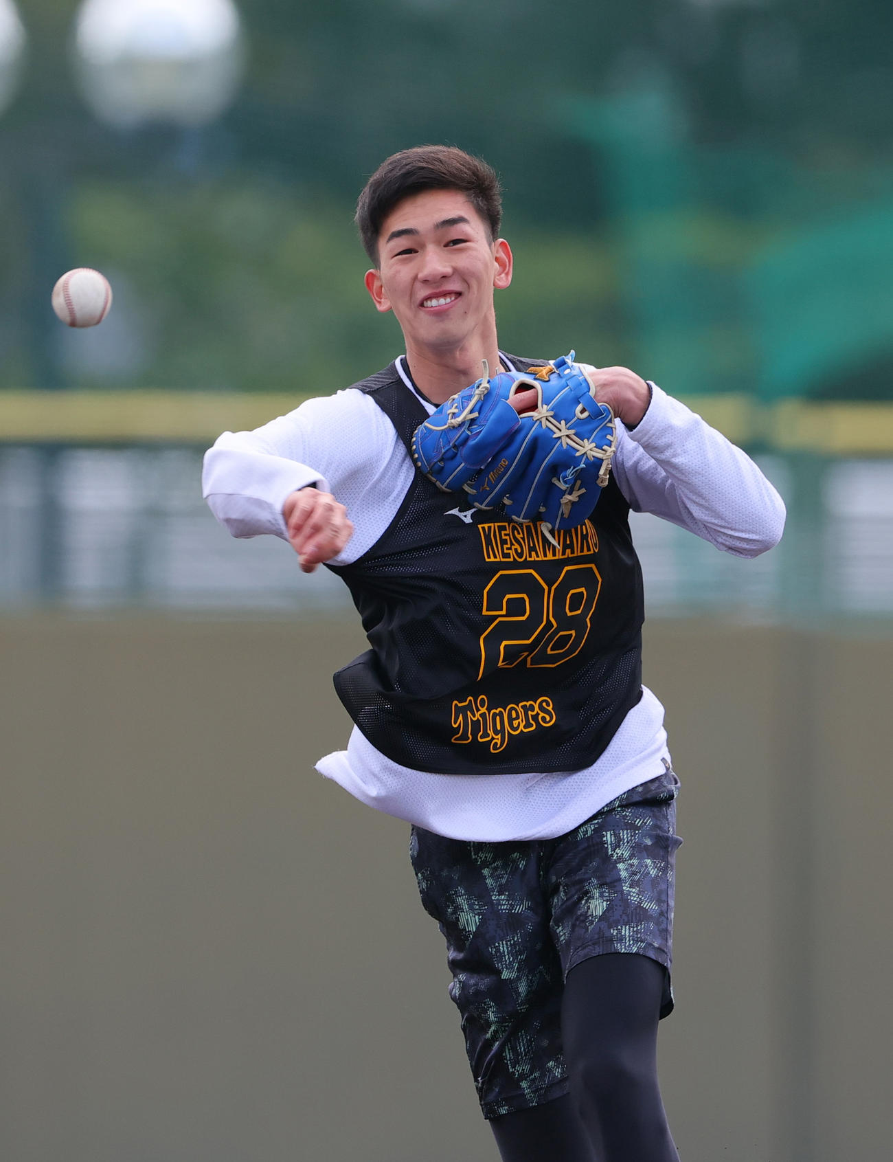 鳴尾浜球場で合同自主トレする阪神今朝丸（撮影・上山淳一）