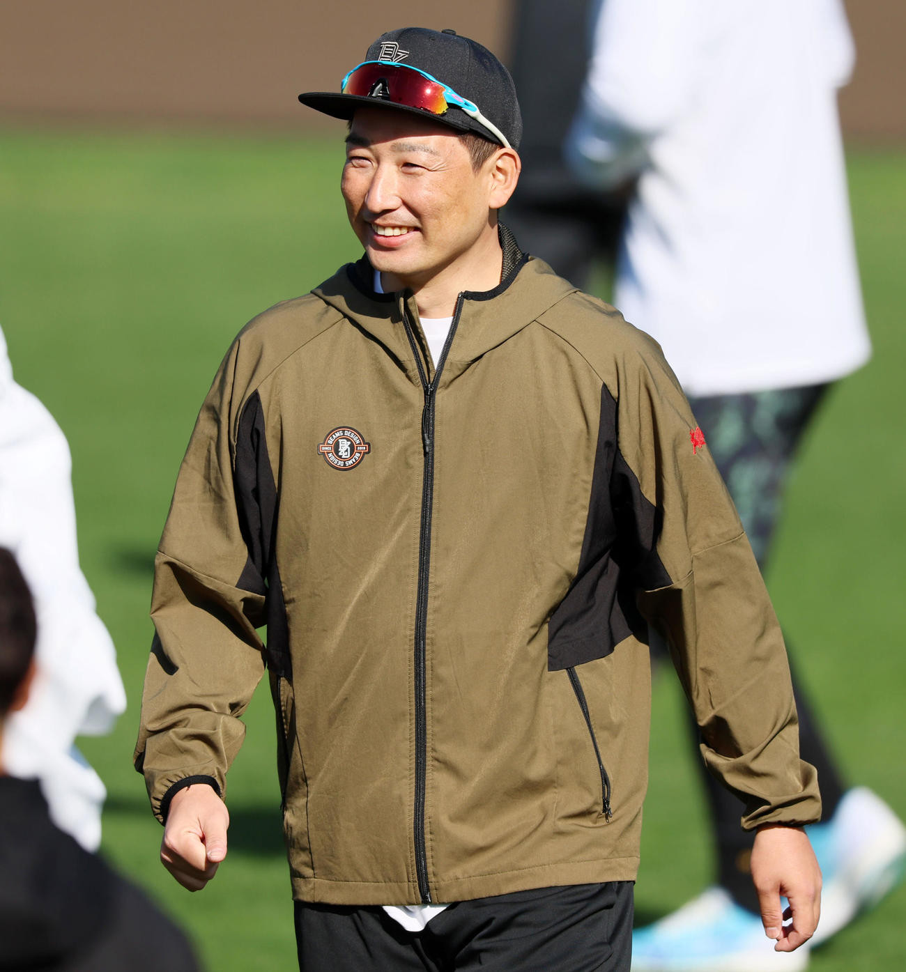 先乗り自主トレ2日目、この日から合流し明るい表情を見せる岩崎（撮影・加藤哉）