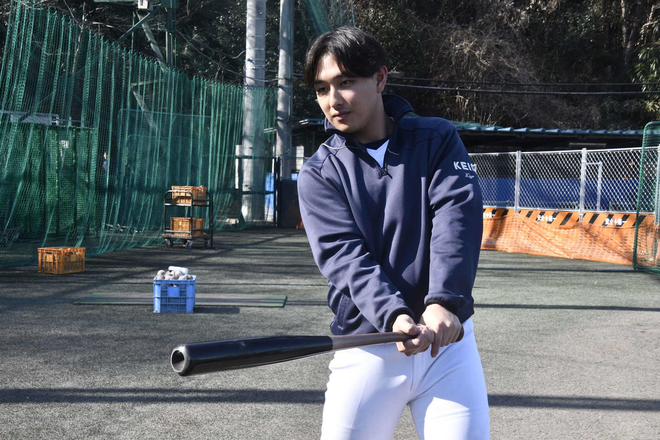 慶大野球部の練習に合流した清原和博氏次男の清原勝児（撮影・平山連）