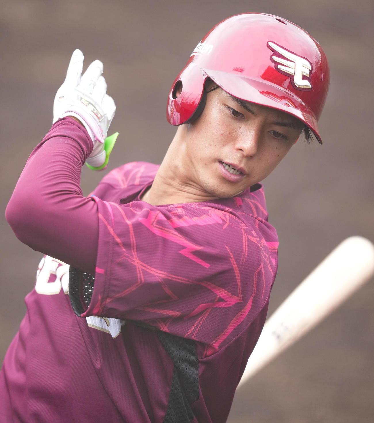 ティー打撃する楽天宗山（撮影・鈴木みどり）