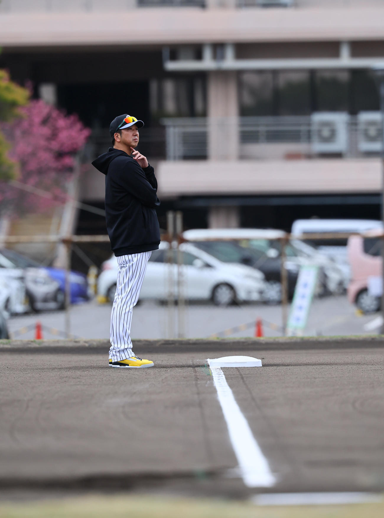 早出特守を見つめる阪神藤川監督（撮影・藤尾明華）