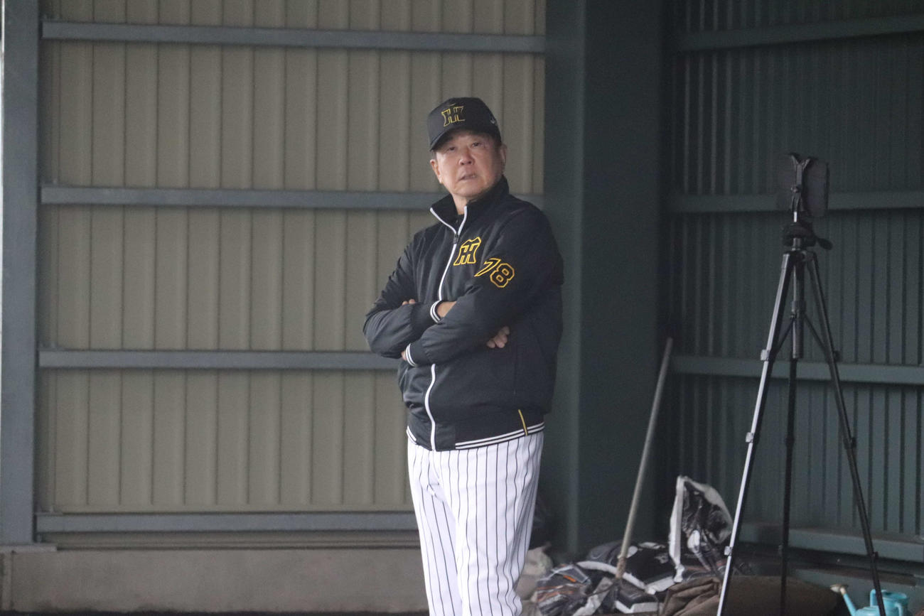 今朝丸裕喜投手のブルペン投球を見届けた平田勝男2軍監督