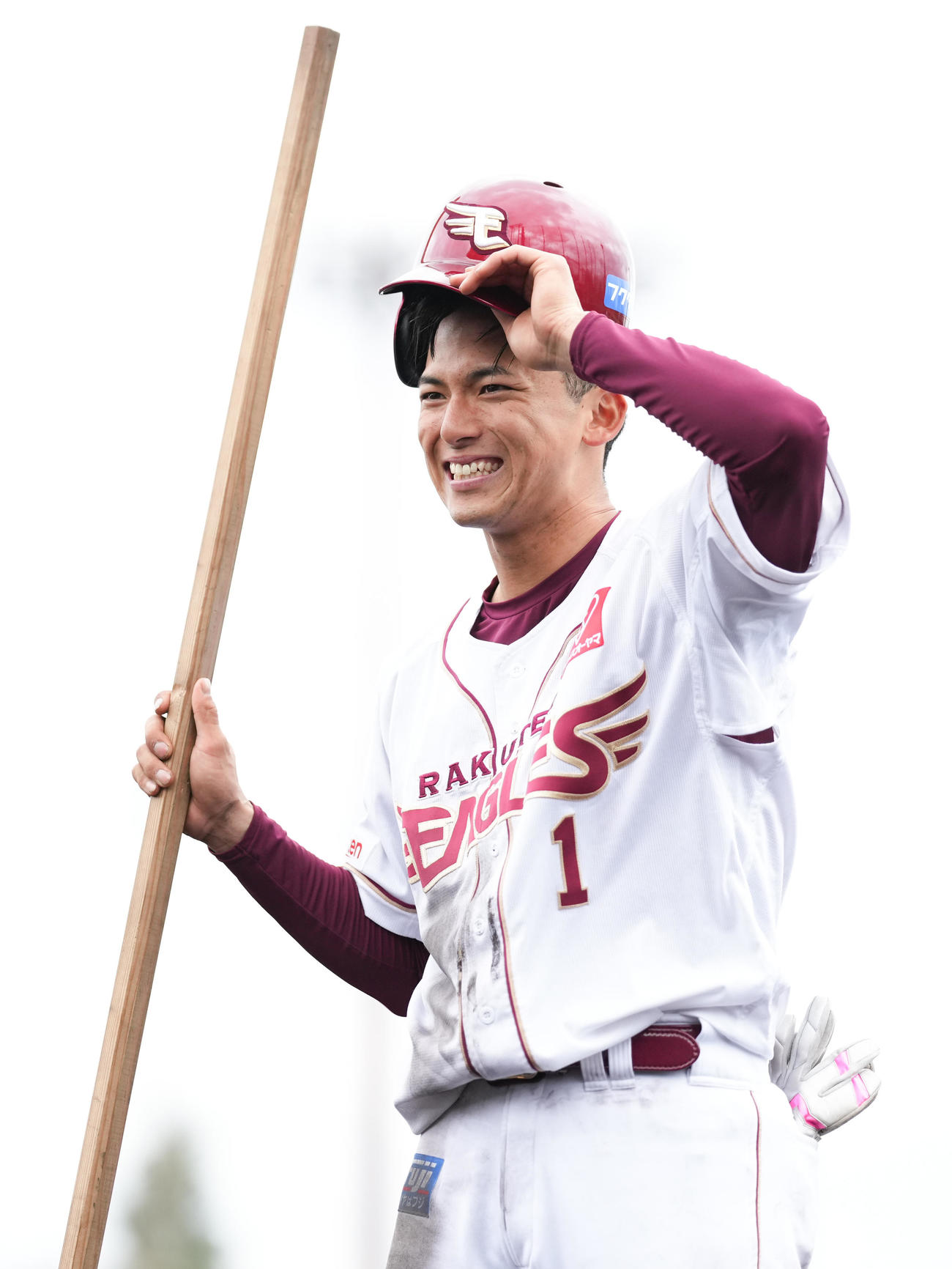 練習を終え笑顔の楽天宗山（撮影・鈴木みどり）