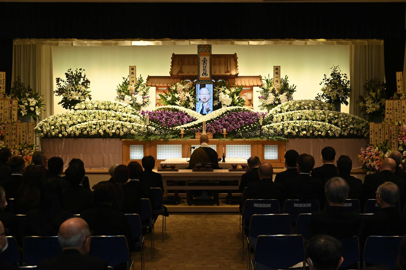 関係者のみで行われた吉田義男さんの通夜（撮影・滝沢美穂子）