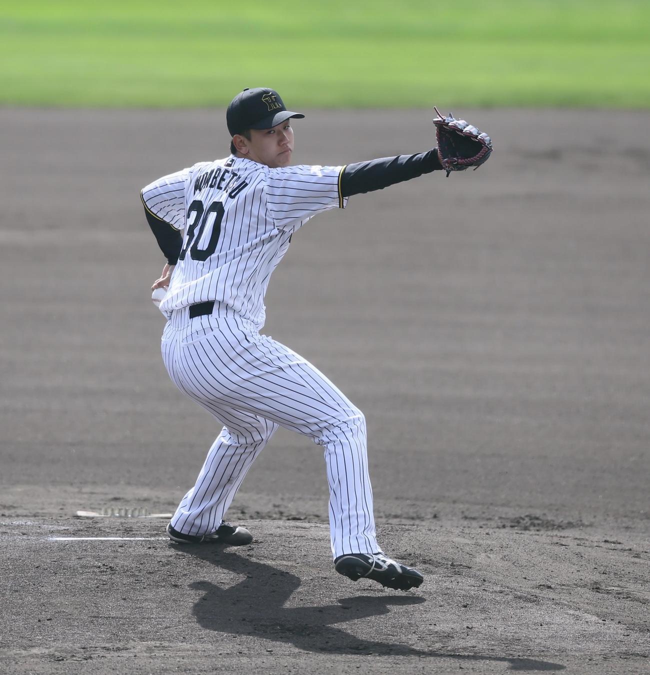 紅白戦で先発した白組門別（撮影・藤尾明華）
