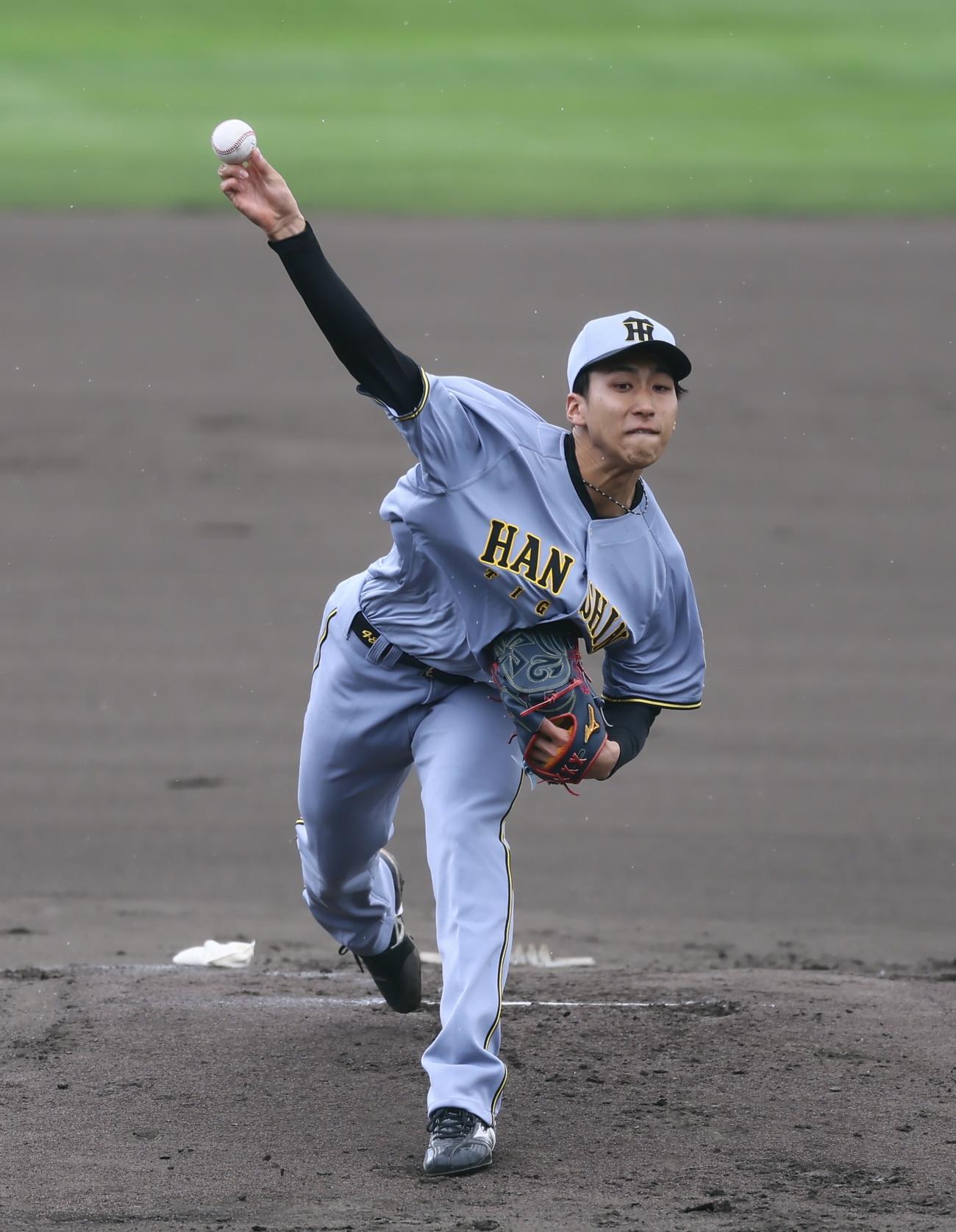 紅白戦で先発した紅組茨木秀俊（撮影・藤尾明華）