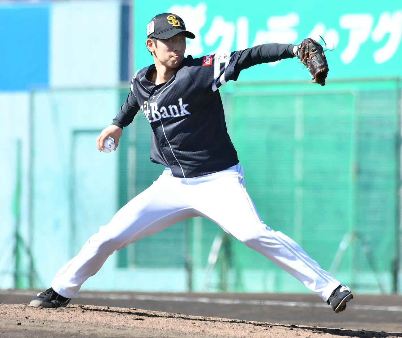 フリー打撃に登板したソフトバンク大山（撮影・岩下翔太）